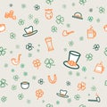 St Patricks day clover background. Flat vector green orange poster Happy Saint Patricks day Illustration clover shamrock Royalty Free Stock Photo