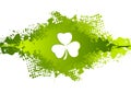 St. Patricks Day clover on green grunge blot background