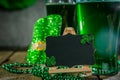 St. Patricks day concept - green beer and symbols Royalty Free Stock Photo