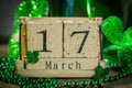 St. Patricks day concept - green beer and symbols Royalty Free Stock Photo