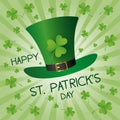 St Patricks day design of green hat and clover leaves Royalty Free Stock Photo