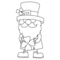 St. Patricks Day Gnome Coloring Page for Kids Royalty Free Stock Photo