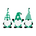 St Patricks day green leprechaun gnomes shamrock and buffalo. Green hats. St patricks day Irish gnomes cartoon style