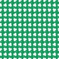 St Patricks Day green pattern with white shamrock leaves silhouettes. Seamless background and clover leaf. Saint Patricks holiday Royalty Free Stock Photo