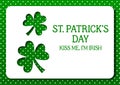 St Patricks Day greeting card. Vector Background. Irish cultural and religious celebration on 17 March. Three-leaved