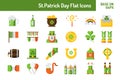 St.Patricks Day icon set. Flat icon base on 64 pixel with pixel perfect design Royalty Free Stock Photo