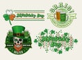 St Patricks Day Labels with holiday objects, text