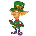 St Patricks Day leprechaun cartoon character presenting. Vector illustration
