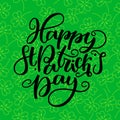 St. Patricks Day lettering. holiday poster. Isolated sign on green background. Great for greeting card, poster, label Royalty Free Stock Photo