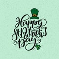 St. Patricks Day lettering. Vector holiday poster. Isolated sign on green background. Great for greeting card, poster Royalty Free Stock Photo