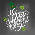 St. Patricks Day lettering. Vector holiday poster. sign on chalkboard background. Great for greeting card Royalty Free Stock Photo