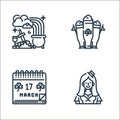 st patricks day line icons. linear set. quality vector line set such as girl, calendar, beers