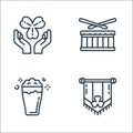 st patricks day line icons. linear set. quality vector line set such as pint, pint, drum