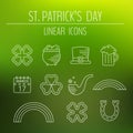 St. Patricks day linear icons set.