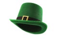 St Patricks day meme and March 17 concept with a multiple angles image of a green parade hat with a belt and buckle isolated on