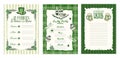 Patricks Day Menu Template Vector Set Collection Vintage Dinner Special For Restaurant Cafe Pub Royalty Free Stock Photo