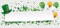 St Patricks Day Paper Banner Hat Shamrocks Balloons Transparent