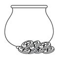 St patricks day pot coin treasure thin line