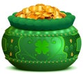 St patricks day pot full of gold coin