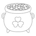 St. Patricks Day Pot Gold Coloring Page for Kids Royalty Free Stock Photo