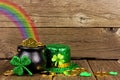 St Patricks Day Pot of Gold with rainbow Royalty Free Stock Photo