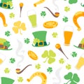 St. Patricks Day Seamless Pattern Colorful Icons Royalty Free Stock Photo