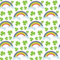 St. Patricks Day seamless pattern. Endless background texture. Vector illustration.