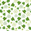 St Patricks Day Seamless Pattern With Green Hats And Leafs Royalty Free Stock Photo
