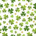 St Patricks Day Seamless Pattern With Green & Small Yellow Leafs Royalty Free Stock Photo