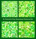 St Patricks Day seamless pattern set. Traditional shamrock lucky