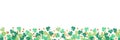 St Patricks Day shamrock and gold coin confetti banner border isolated on a white background