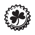 St Patricks Day symbol shamrock clover leaf on beer bottle cap. Vector illustration isolated on white background Royalty Free Stock Photo