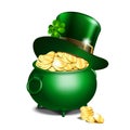 Leprechaun hat and pot of gold Royalty Free Stock Photo