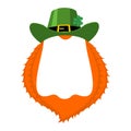 St Patricks day Template. Leprechaun blank banner. hat and beard. Holiday of Ireland. Traditional Irish holiday