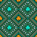 St Patricks day themed shamrock leaf geometric pattern