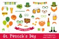 St. Patricks Day vector design elements set. icons and photo booth props