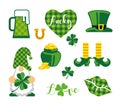 St. Patricks Day vector design elements set. St Patricks day ttraditional symbol set.