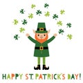 St. Patricks Day greeting card with a happy leprechaun