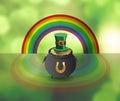 St patricks day vector with pot of gold and rainbow Royalty Free Stock Photo