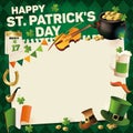 St. Patricks Day vintage holiday frame for text design. Vector illustration.