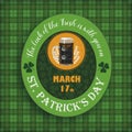 St. Patricks Day Vintage Tartan Cover Beer Label