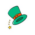 St Patricks green hat. Vector Patrick day cartoon illustration isolated on white background.