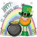 St Patricks greeting card with leprechaun