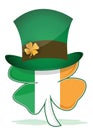 St. Patricks hat with irish clover illustration