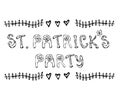 St. Patricks Party Lettering. Vector Illustration Hand Drawn. Savoyar Doodle Style.