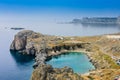 St. Paul bay blue lagoon in Lindos Royalty Free Stock Photo