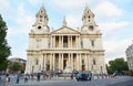 St Paul cathedral facade with people in London Royalty Free Stock Photo