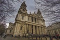 St Paul Cathedral and London city in the UK. Urban view in United Kingdom with Church in old town and business district, England, Royalty Free Stock Photo