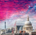 St Paul Cathedral and London skyline at sunset Royalty Free Stock Photo