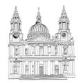 St. Paul Cathedral, London, UK. Church isolated on white background. Royalty Free Stock Photo